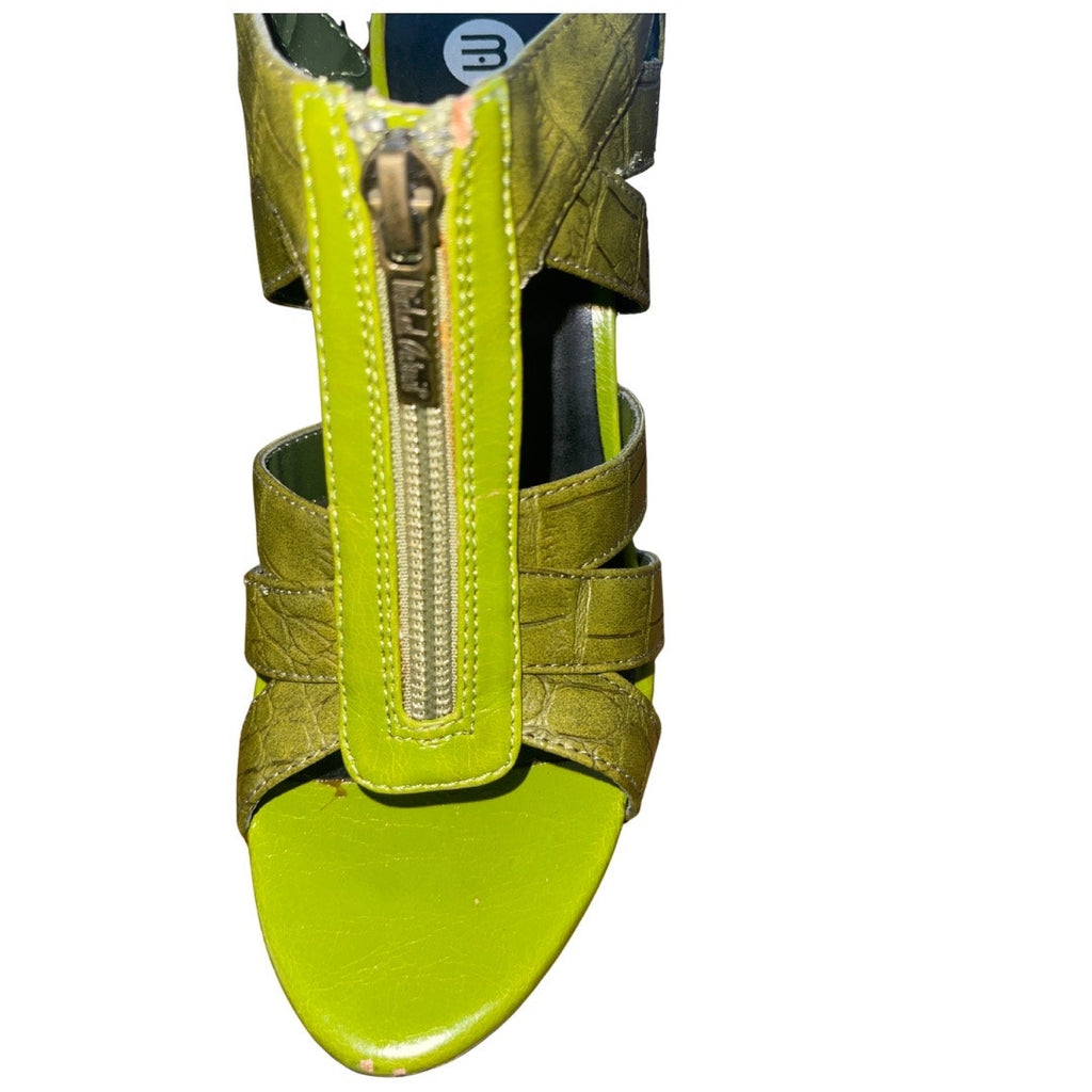 Michael Antonio Joleen Green Croc T Strap High Heels Stiletto Size 6.5 NWT