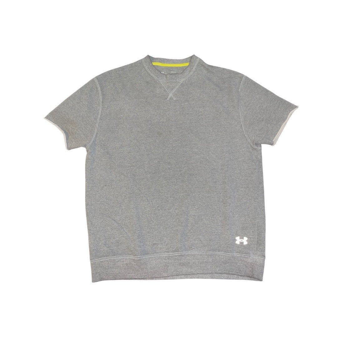Under Armour Sweatshirt Mens Gray Terry Short Sleeve Crewneck Size Large Workout
