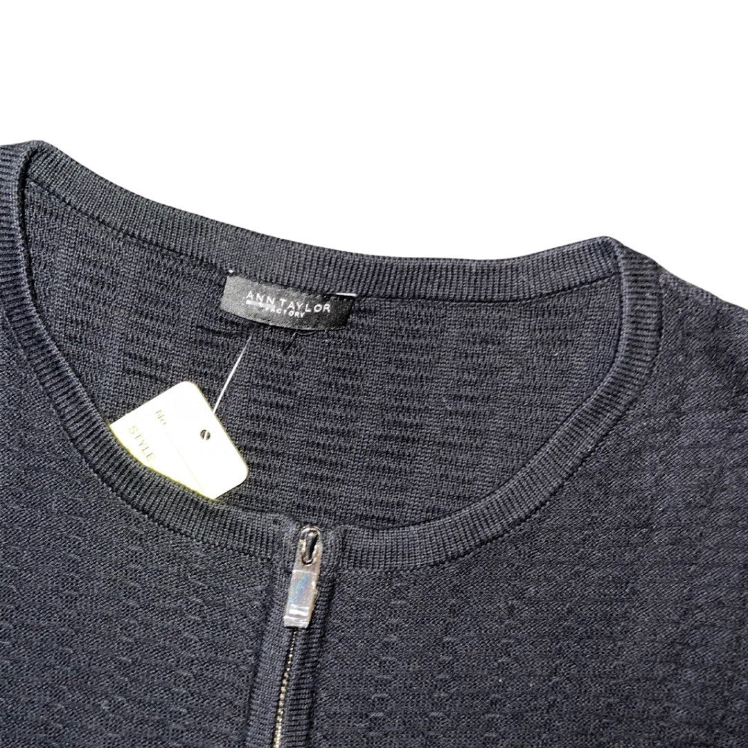 Ann Taylor Black Zipper Sweater Cardigan