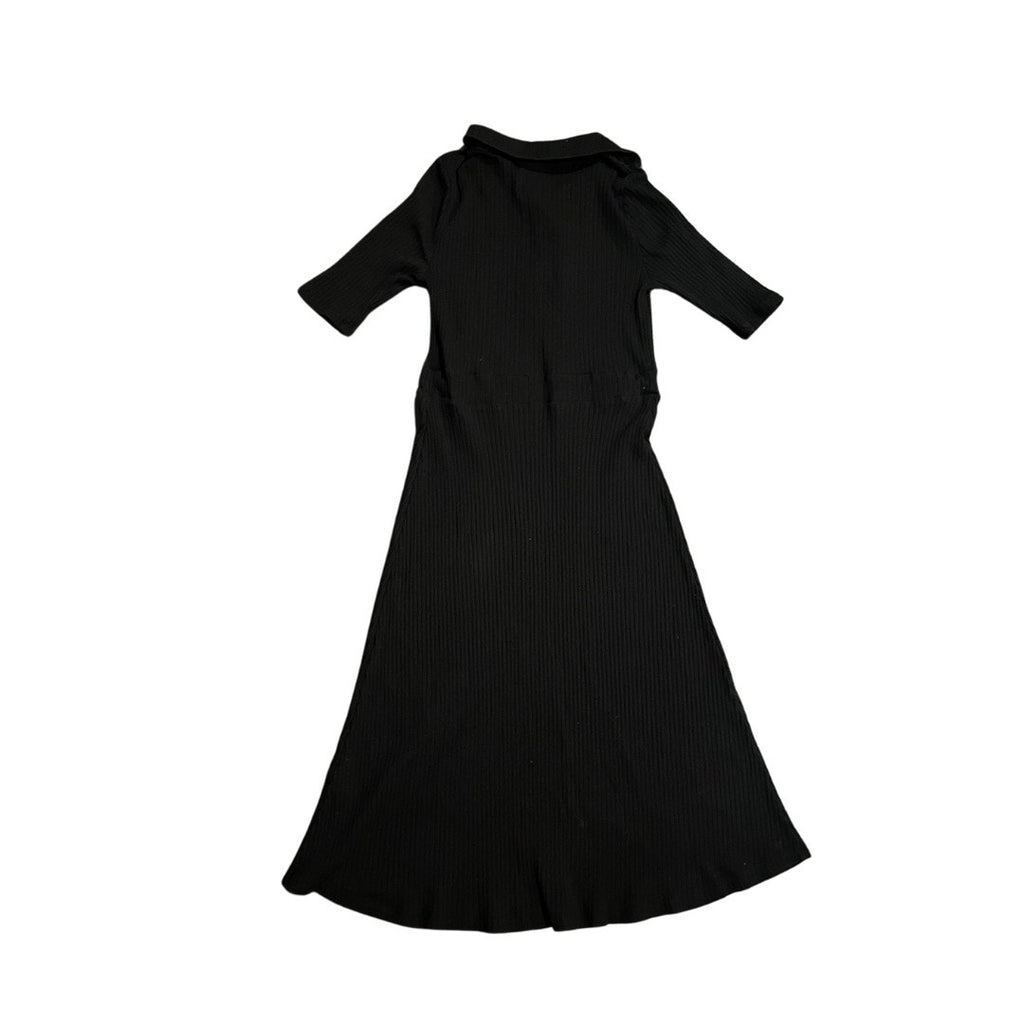 Who What Wear Women's Polo Rib Midi Dress Black Elbow Sleeve Length Size M