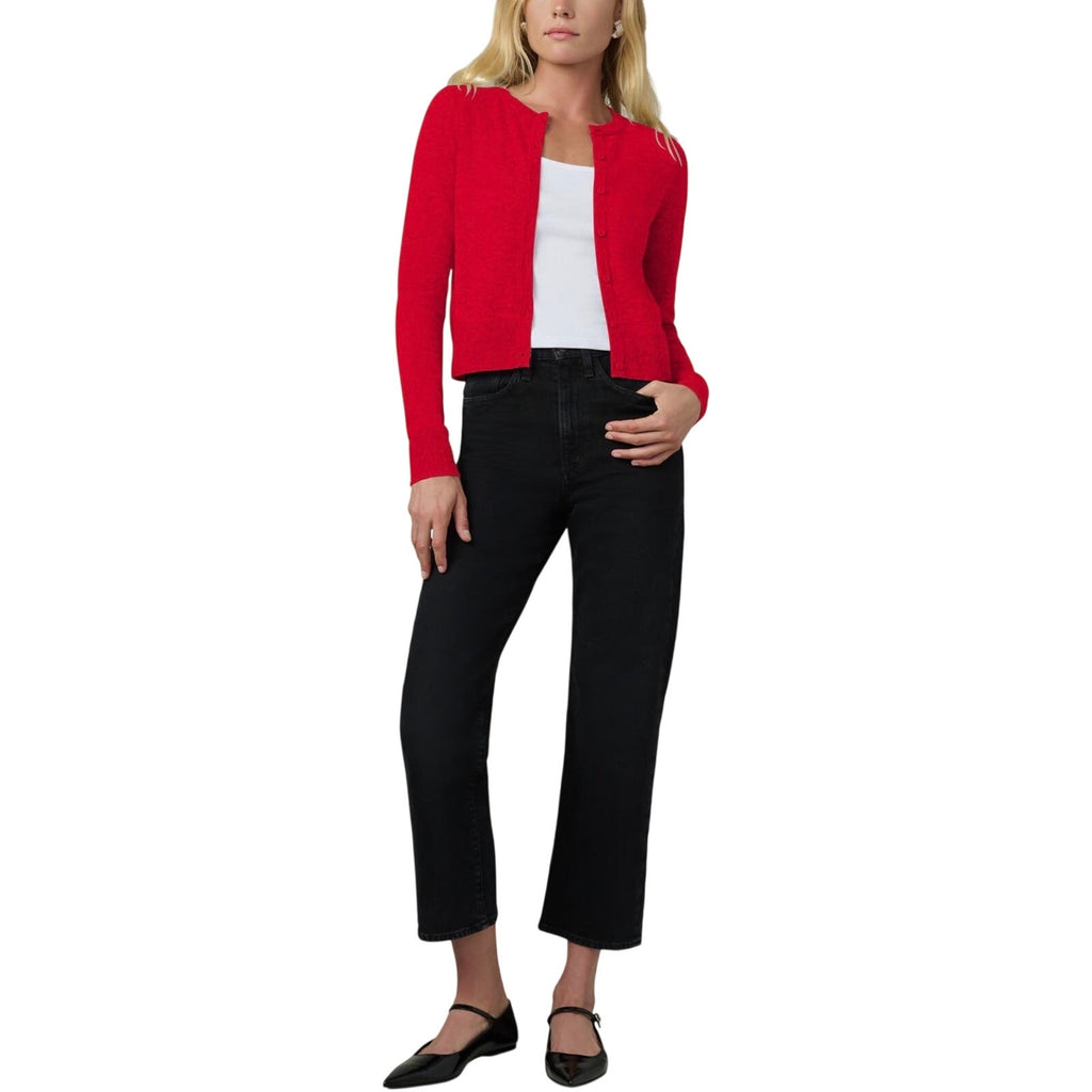 Joe's Jeans the Dani Cashmere Button Crop Cardigan Holiday Red Size Small Preppy