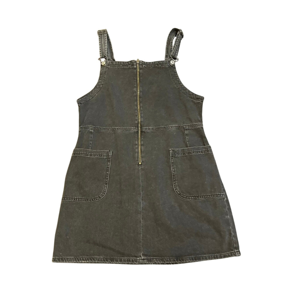 American Eagle Outfitters Zip Front Denim Overall Jumper Dress SZ L Street-Chic