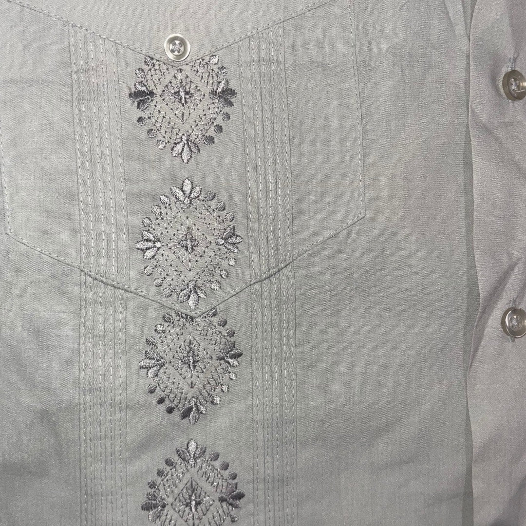 Havanera Co Mens Gray Guayabera Short Sleeve Shirt Size XL Cuban Vacation Beach