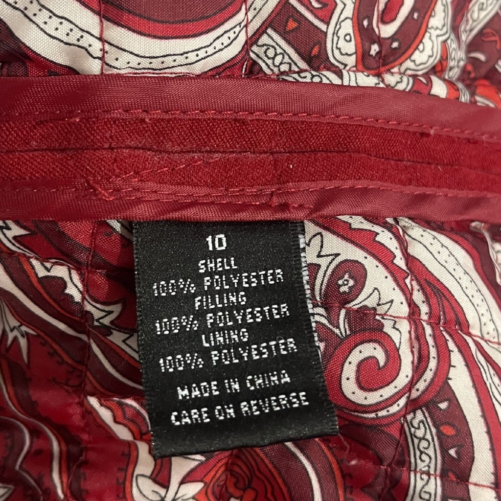 Briggs New York Red Quilted Shirt Jacket Snap Button down Paisley Lined SZ 10