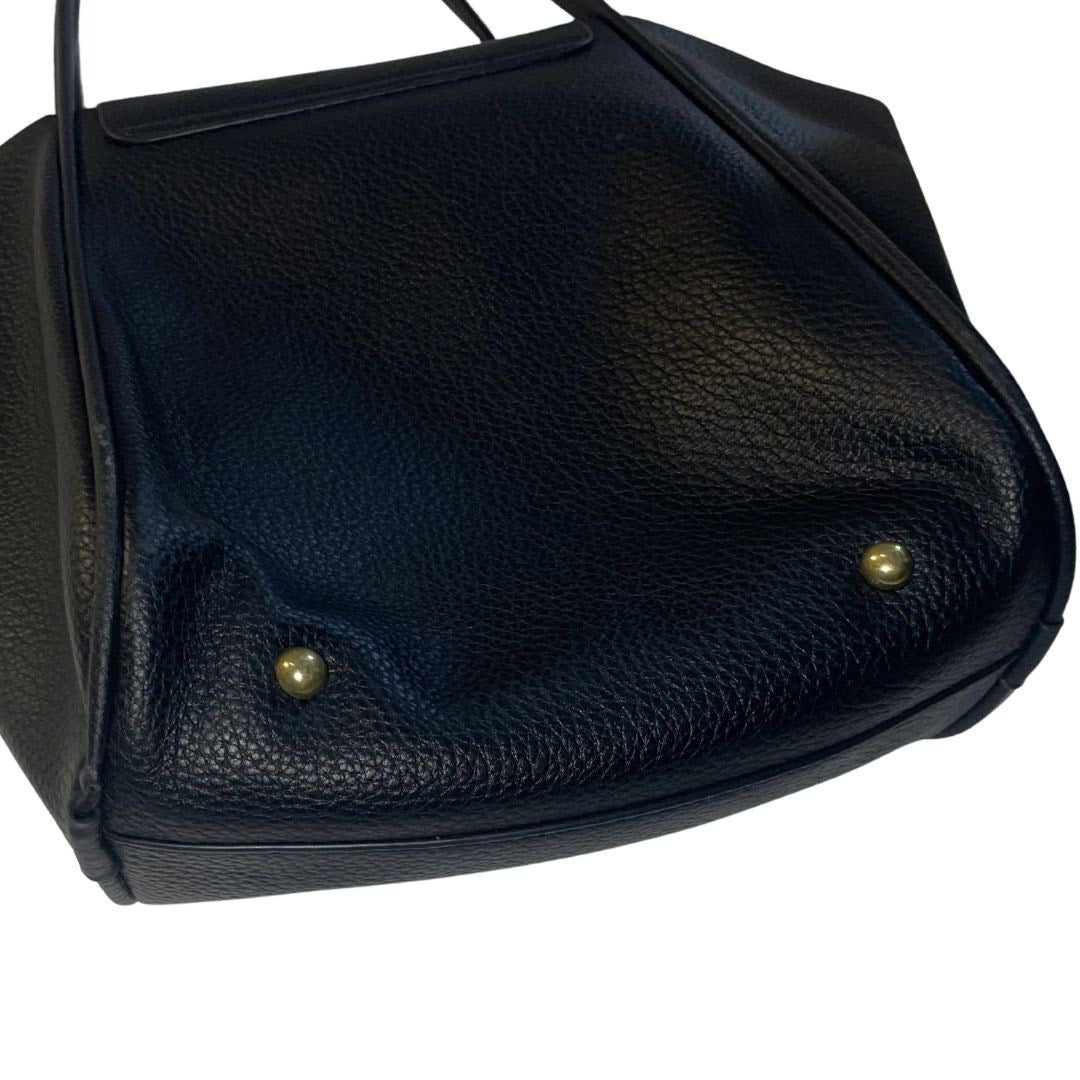 Mel & Co Pouch Bag In Tote Front Flap Black Faux Leather Shoulder Straps Everyday