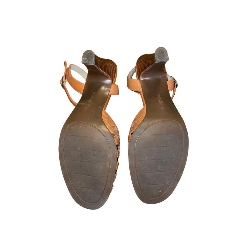 Naturalizer Estrada Melon Leather Slingback Sandals Size 6.5 Heels Boho Vacation