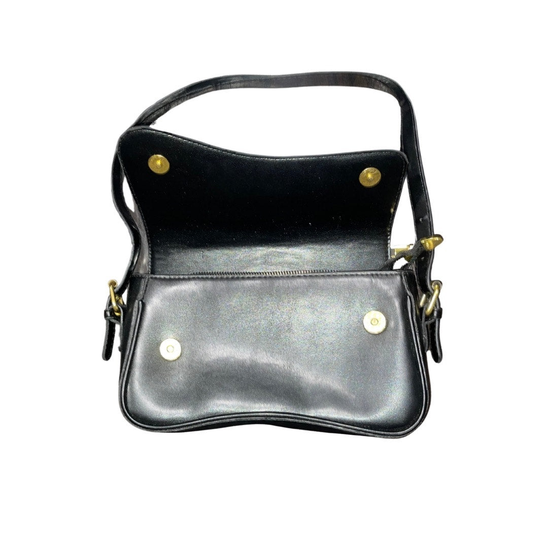 Black Faux Leather Shoulder Bag Saddle Shape Purse Y2K 90s Retro