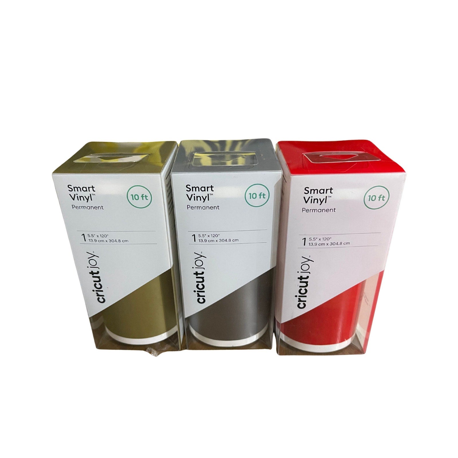 Cricut Joy Smart Vinyl Lot of 3 Permanent 10 Feet Gold Gray Red NWT Crafts DIY