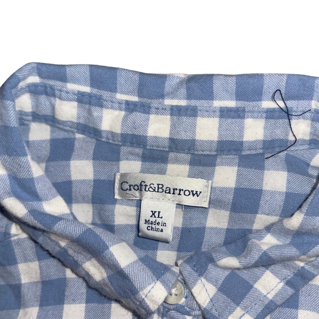 Croft & Barrow Long Sleeve Blue White Checkered Button Up Long Sleeve shirt XL