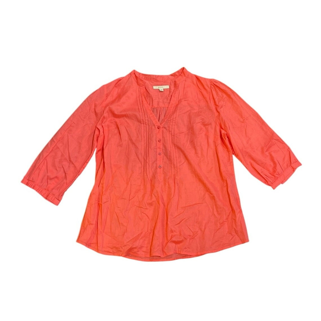 Merona Coral Split Neck Pintuck Pleated Tunic Blouse Pluz SZ 16 Bohemian