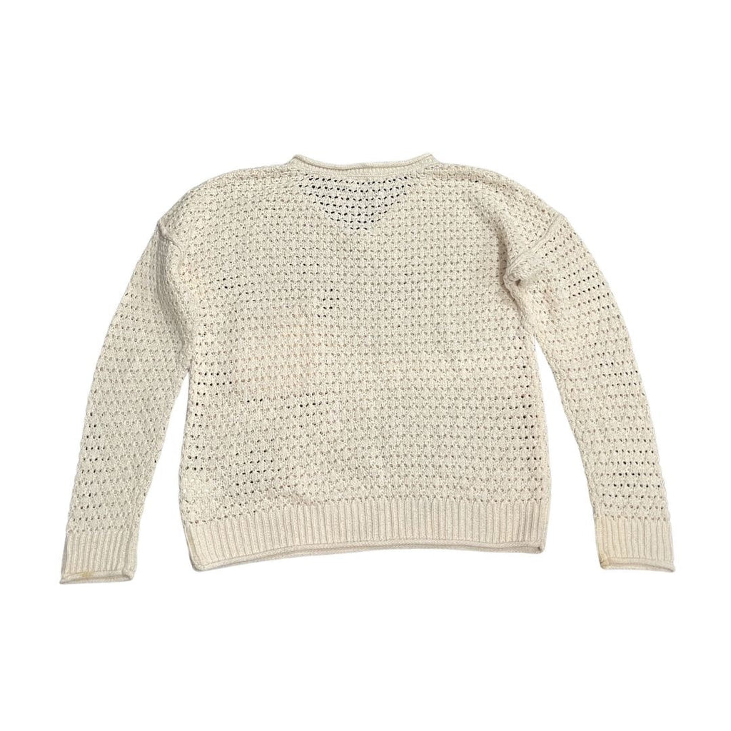 Roxy Open Knit Crochet V-Neck Sweater Size Medium Beachy Boho Indie Relaxed Fit