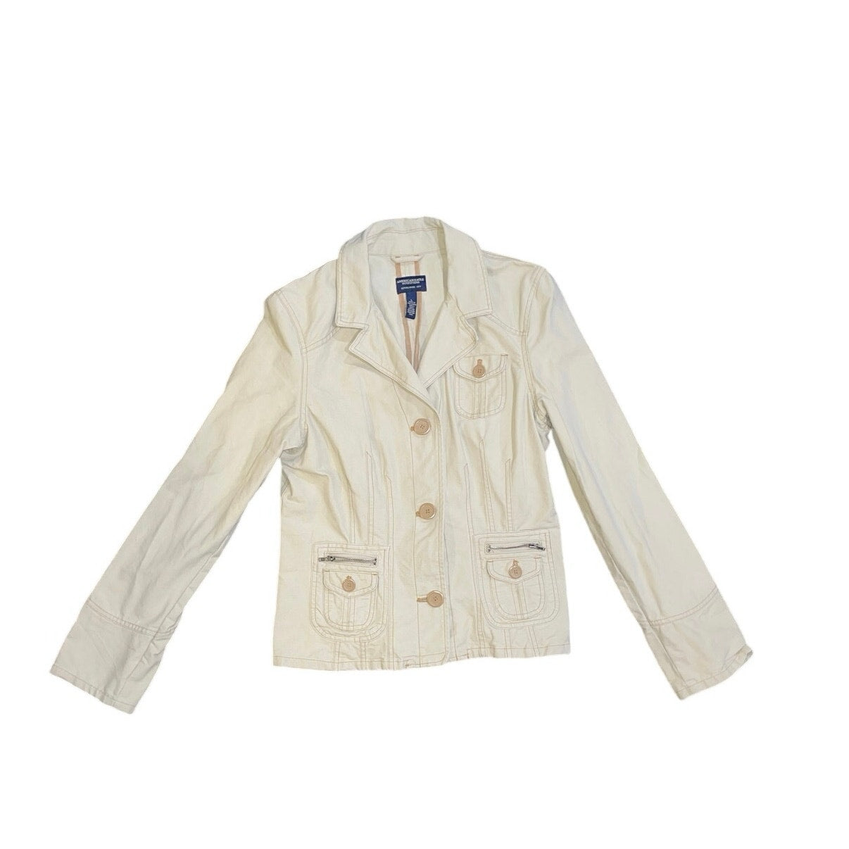 American Eagle Outfitters Y2K Women's Button Up Khaki Jacket Size Large Safari