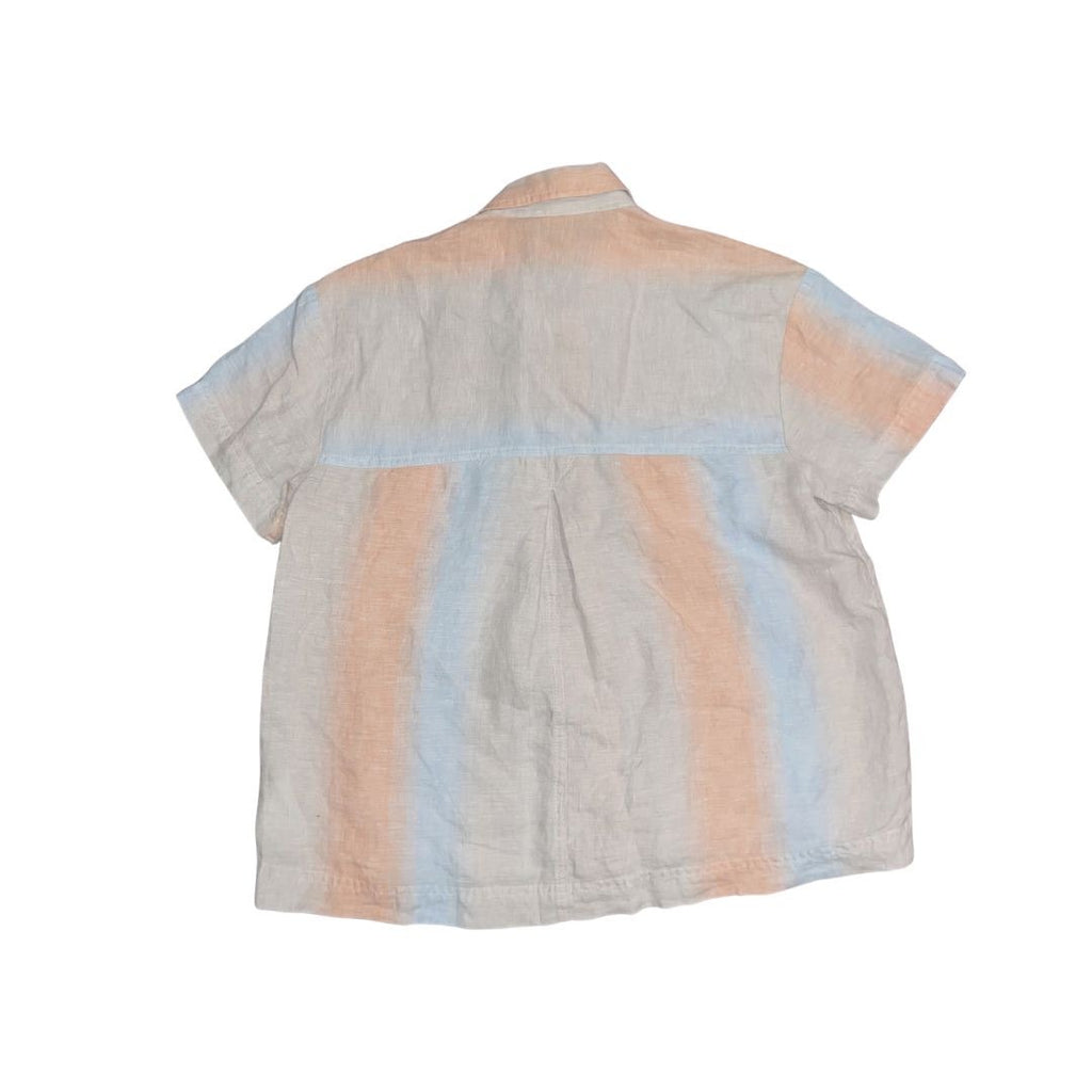 Madewell Linen Beachside Short Sleeve Boxy Blouse Ombre Stripe XXS Coastal Beach