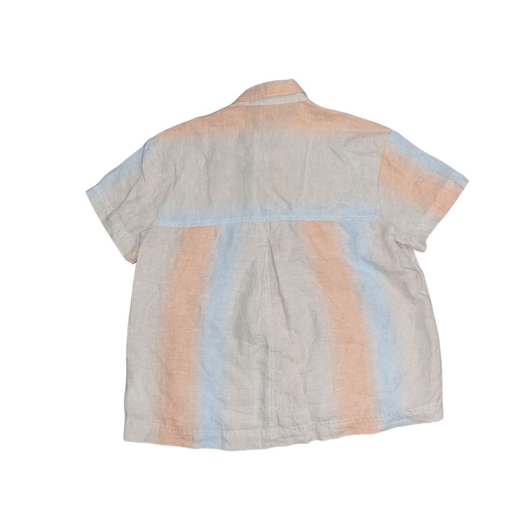 Madewell Linen Beachside Short Sleeve Boxy Blouse Ombre Stripe XXS Coastal Beach