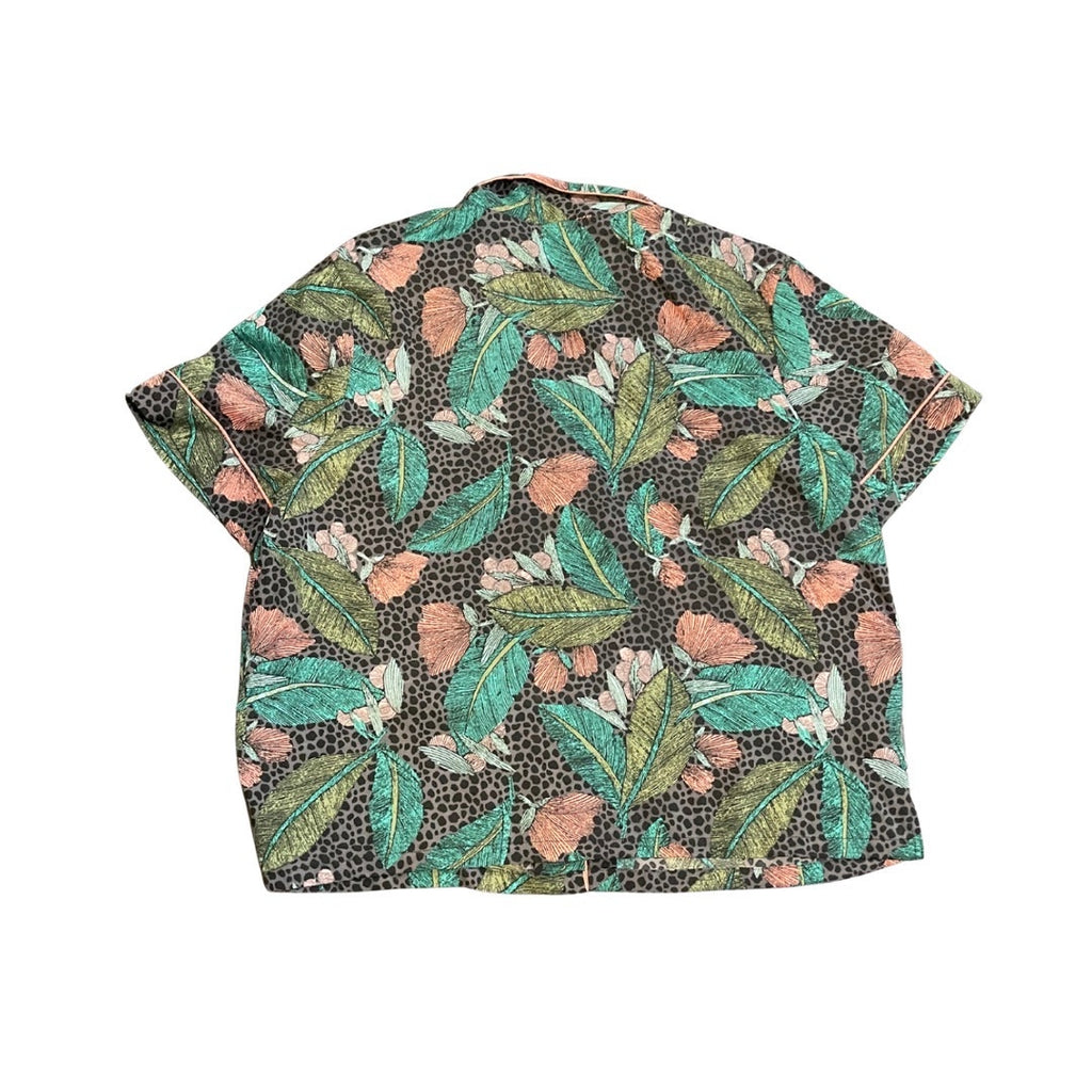 Cynthia Rowley Short Sleeve Button up Pajama Top SZ XXL Tropical Retro Sleepwear