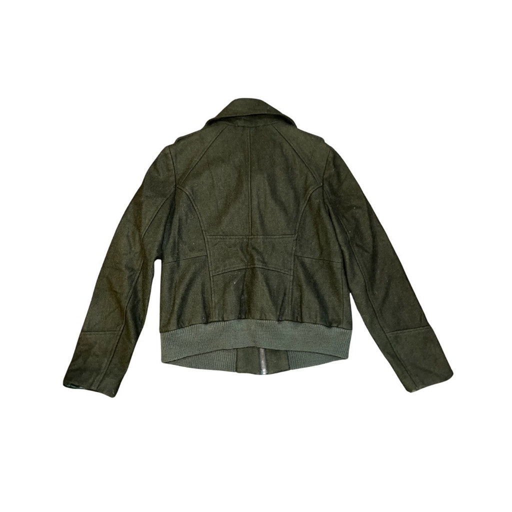 Steve Madden Womens Wool Blend Green Army Jacket Military Coat Size Medium