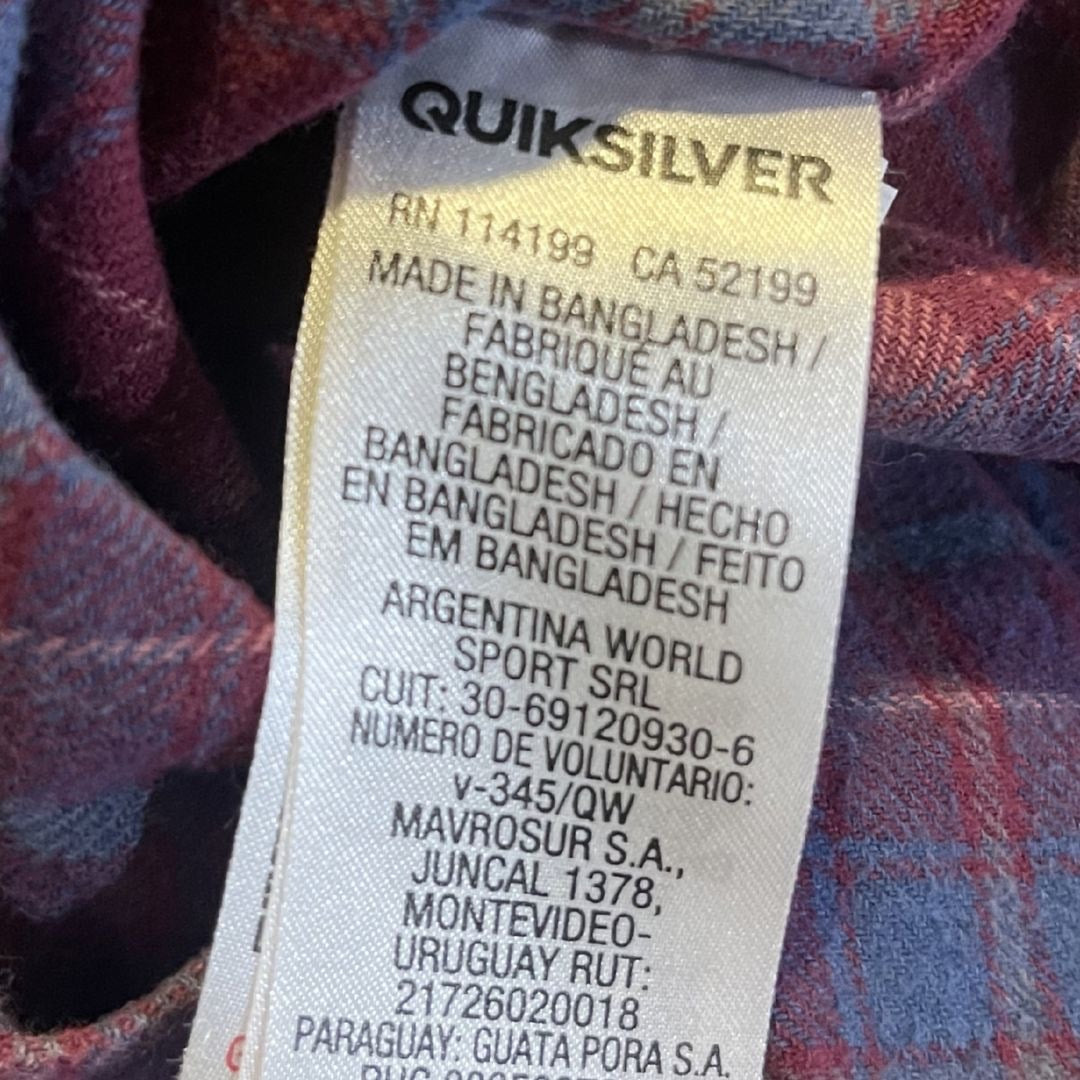 Quiksilver Youth Boy Plaid Flannel Long Sleeve Shirt Size 7 Kidscore