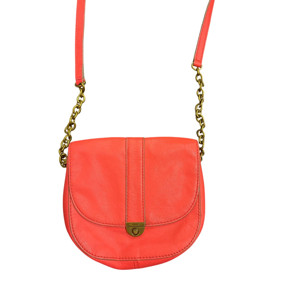 Fossil Mini Saddle Pink Flap Leather Crossbody Bag Purse Cowgirl Boho Chic Y2K