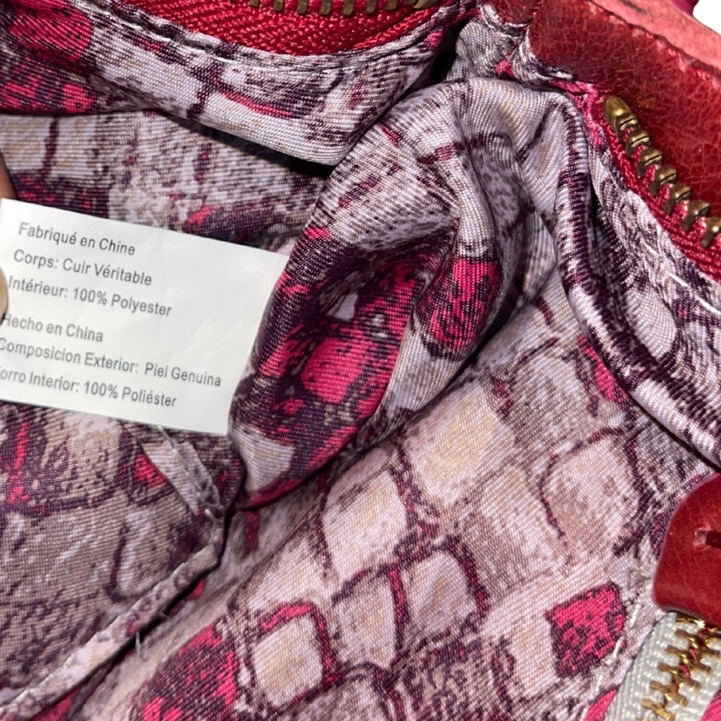 Elliott Lucca Dome Satchel Bag Red Genuine Leather Crossbody Purse