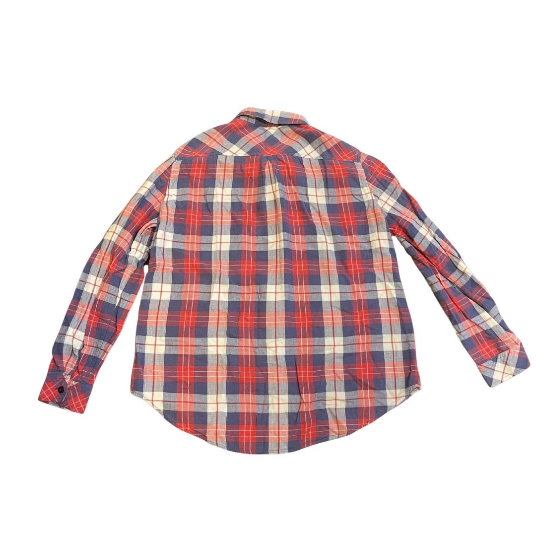 Market & Spruce Ladies Plaid Button Up Long Sleeve Flannel Shirt SZ L Western