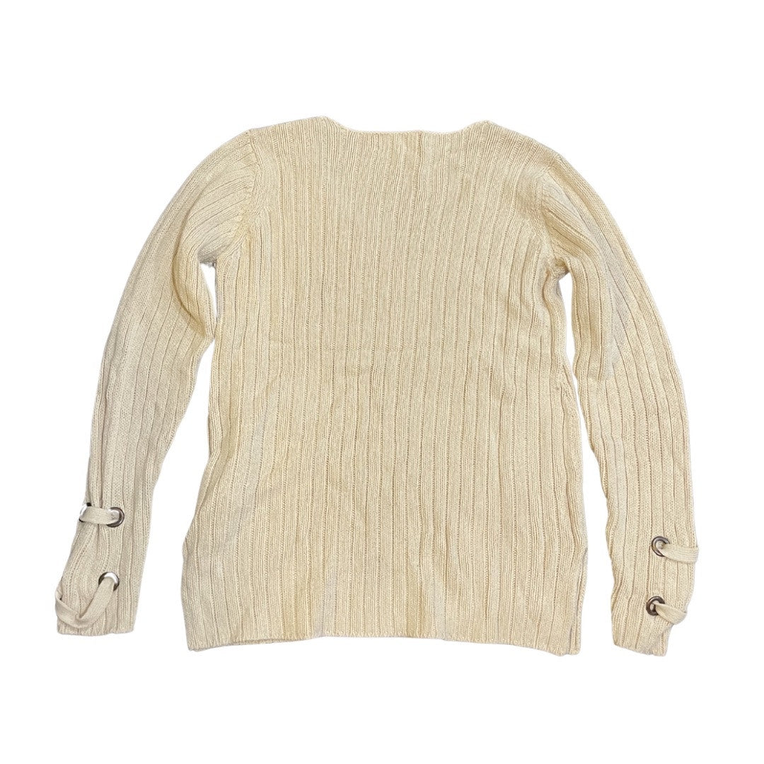 Guess Chunky Cable Knit Ribbed Long Sleeve V-Neck Sweater Size Medium Casual