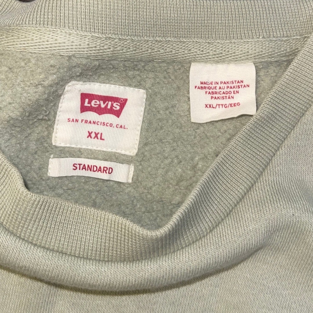 Levi's Logo Mens Crewneck Green Sweater Casual Streetwear Size XXL