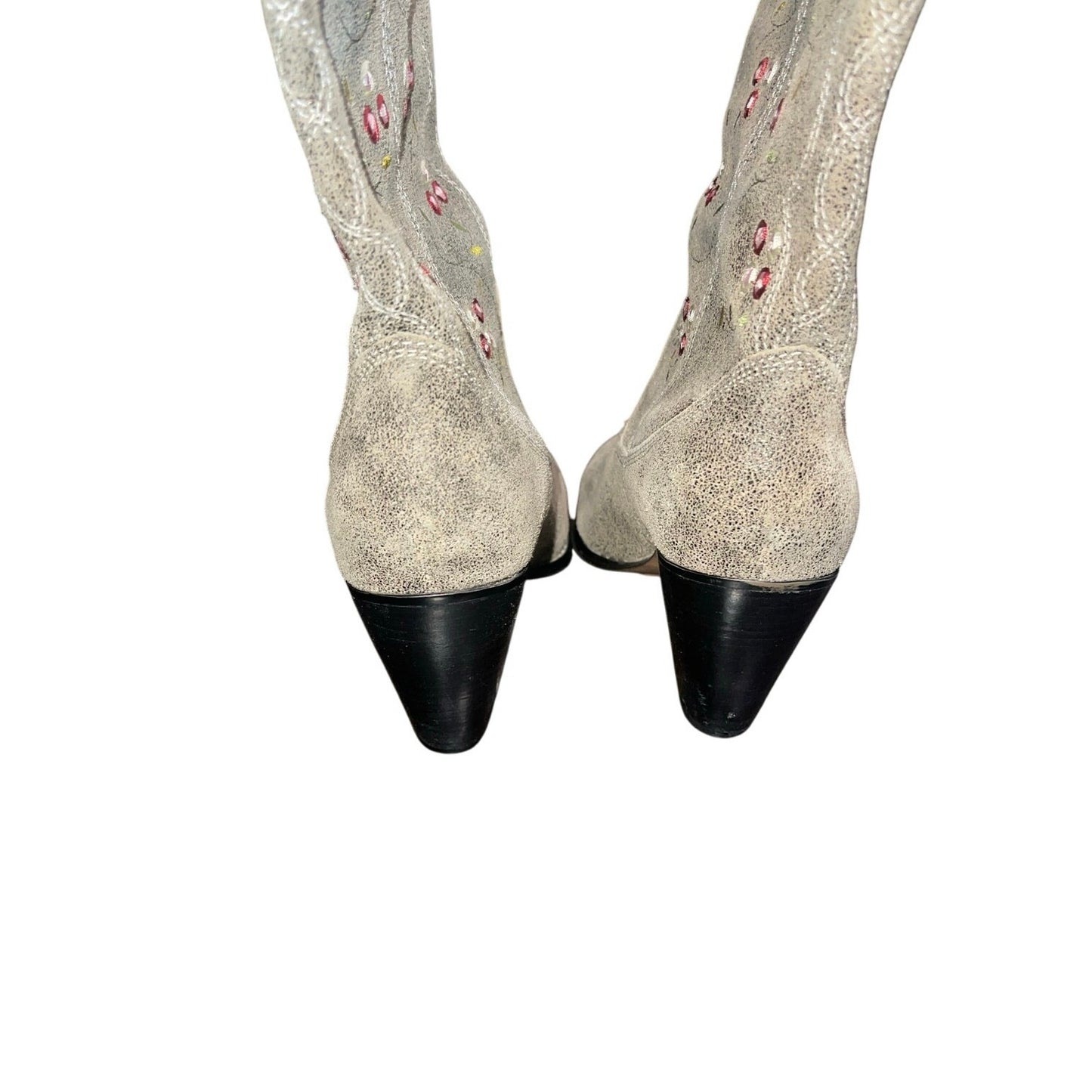 Anthropologie Seychelles Festival Cowgirl Western Boots Embroidered Chunky Heel