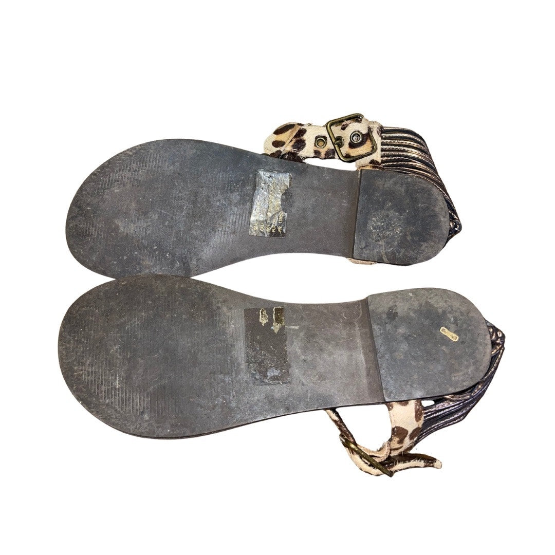 Steve Madden Cheetah Print T-Strap Thong Sandals Size 6.5 Vacation Resort