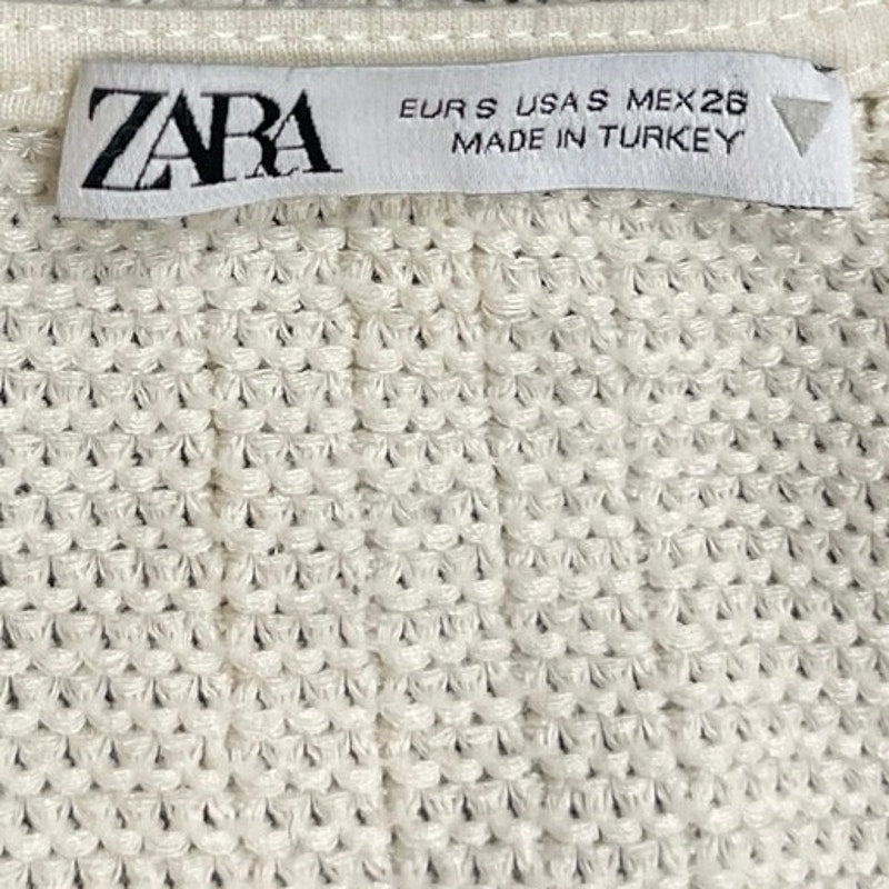 Zara Ivory Cable Knit Ruffle Sleeve Tank Crop Top Sweater Vest SZ S Coquette