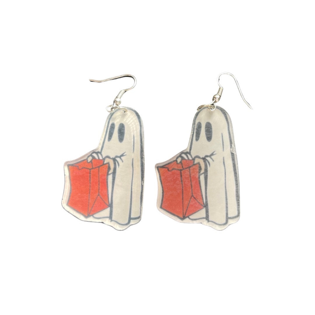 Ghost w/ bag earrings