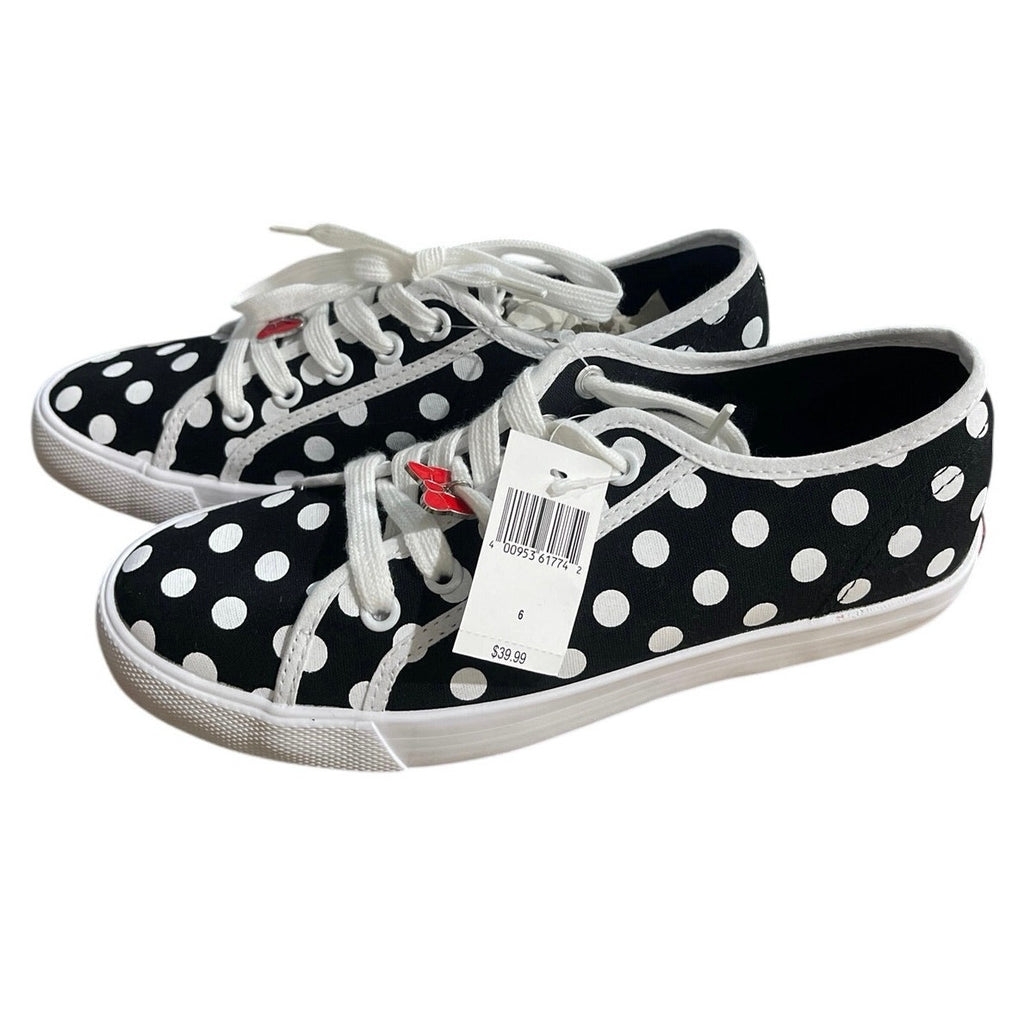Disney Parks Minnie Mouse Polka Dot Canvas Lace up Sneakers SZ 6 Disneyland NWT