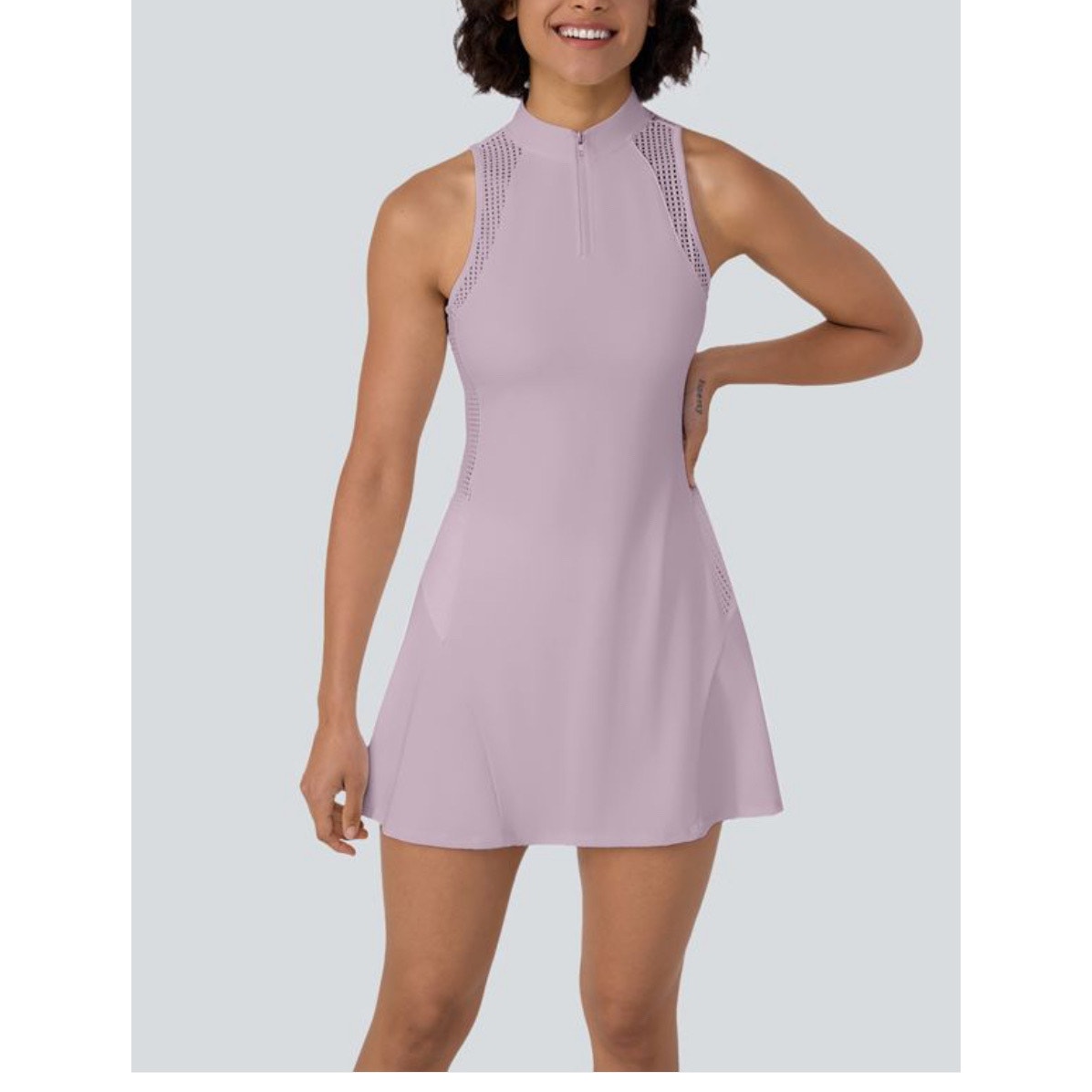 Halara Half Zip Mesh Side Pocket Mini Tennis Active Dress Size Large Sporty NWT