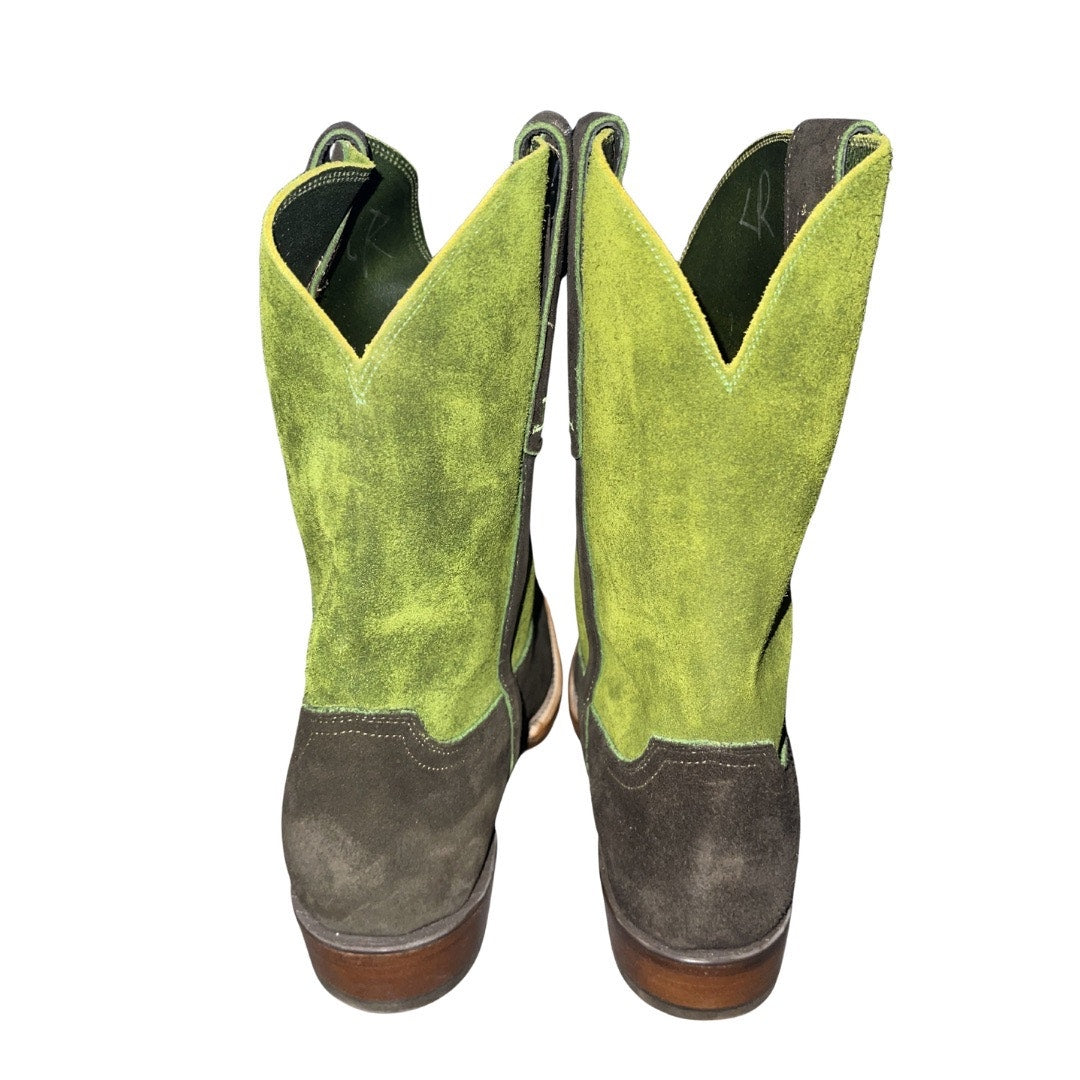 Lucchese Stead Colorblock Olive Leaf Suede Cowboy Roper Boots SZ 11 Western NEW