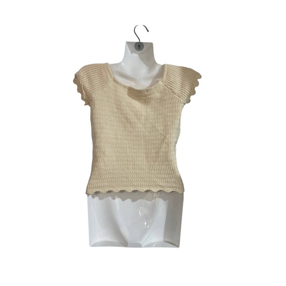ASTR the Label Becker Scalloped Crochet Knit Front Cutout Top SZ S Festival Boho