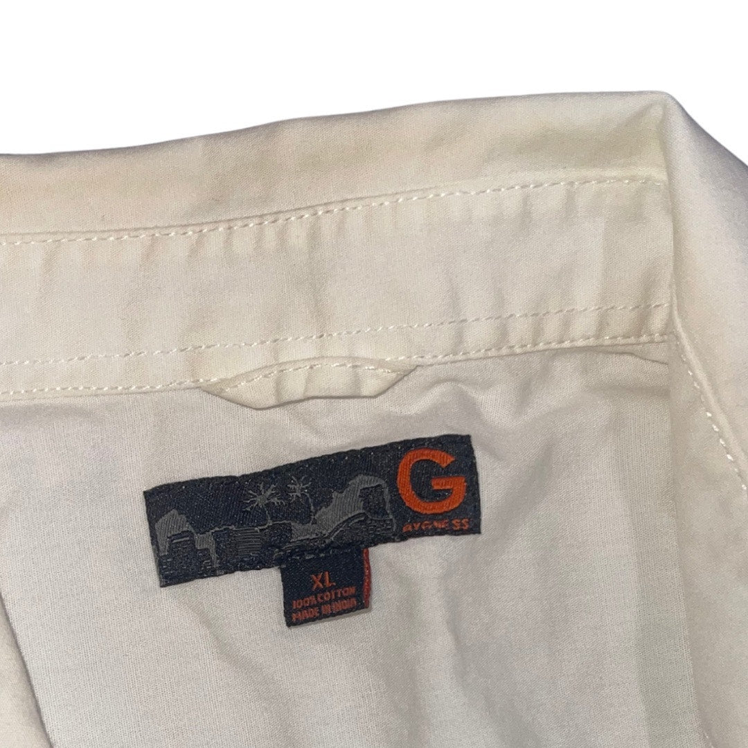 Guess White Mens Button Down Shirt Size XL Cotton Casual Summer Pockets Y2K
