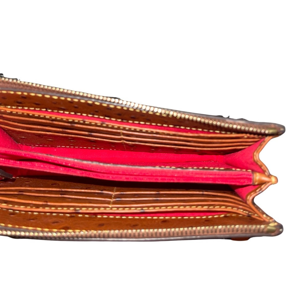 Dooney and Bourke Gingy Ostrich Embossed Zip Crossbody Leather Tassel NWOT