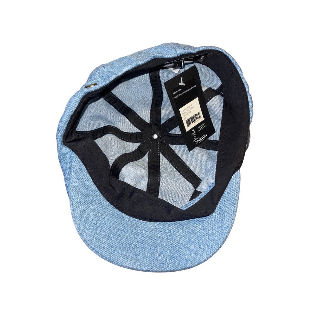 Brixton Classics Brood Newsboy Cap Size Washed Denim Size Large Metal Crest Pin
