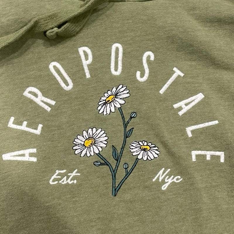 Aeropostale Daisies Fleece Pullover Floral Hoodie Sweater XL Casual Loungewear