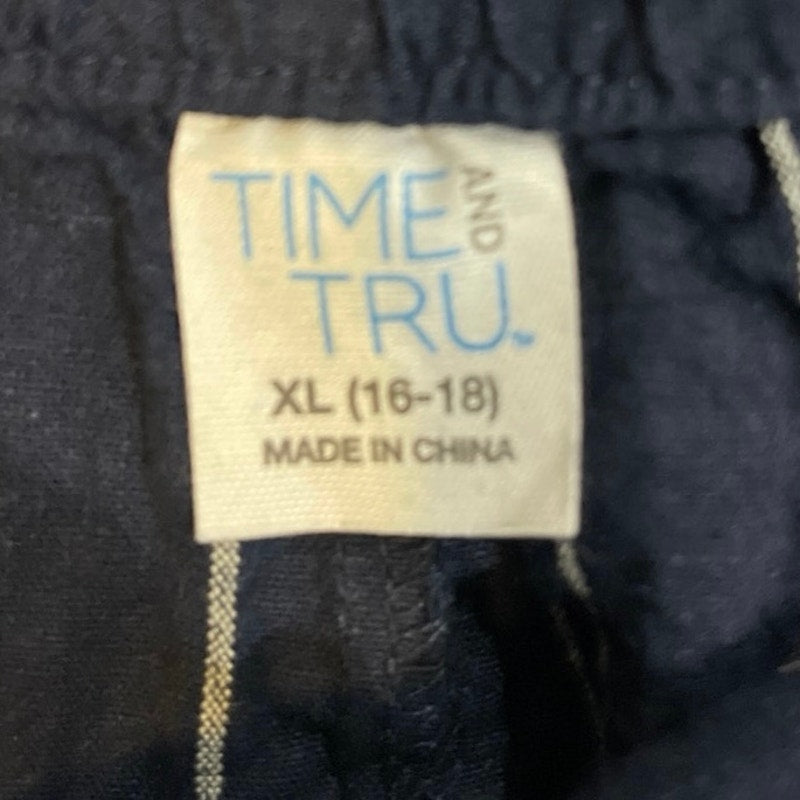 Time and True Striped Linen Blend Shorts XL 16-18 Nautical Coastal Casual Chic