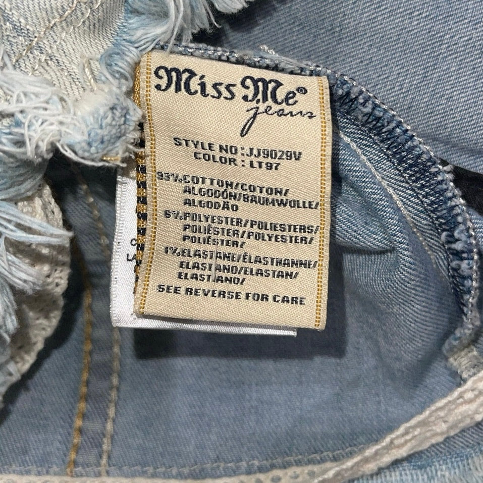 Miss Me Distressed Studded Denim Vest Light Blue Size Small Western Cowgirl Y2K