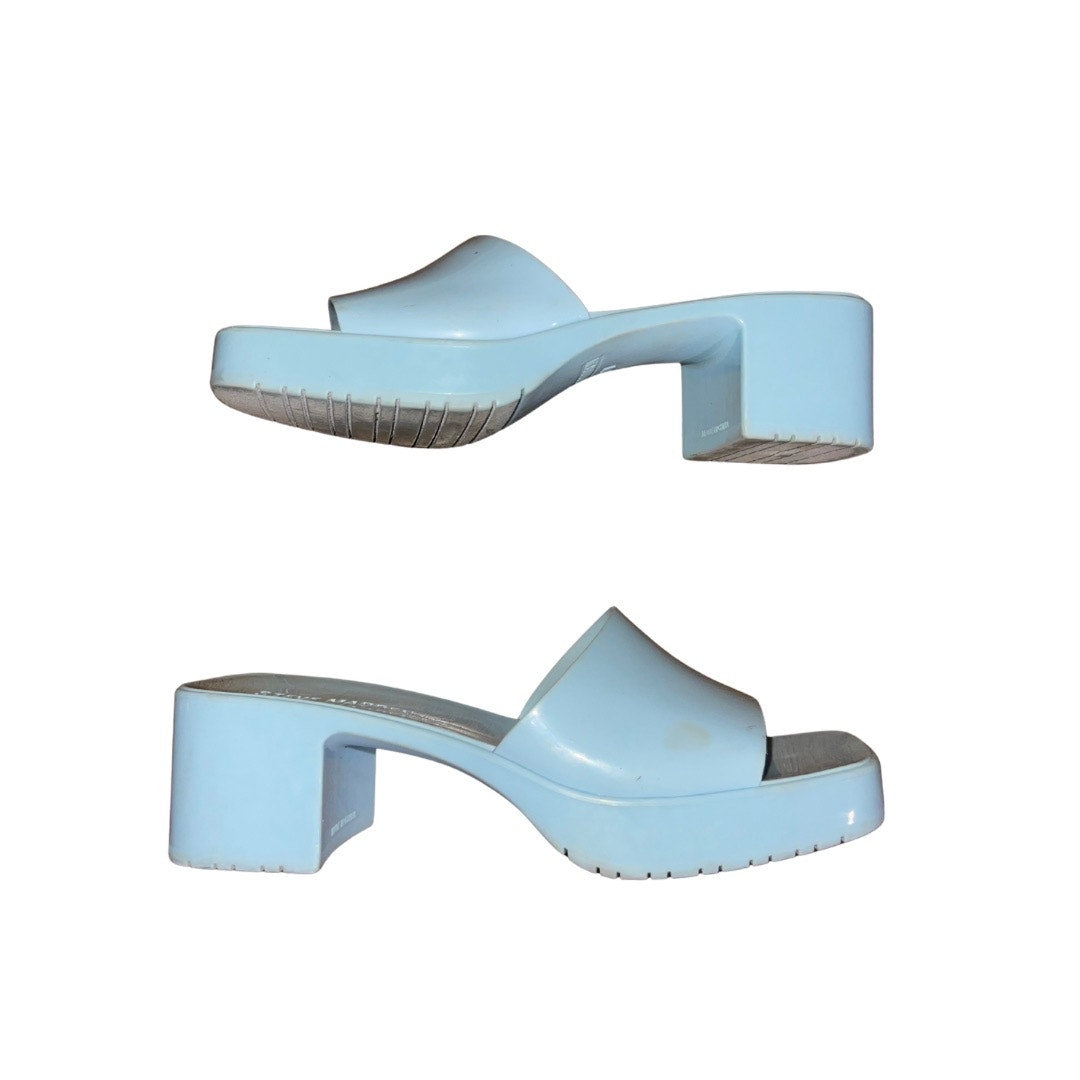 Steve Madden "Harlin" Jelly Block Heel Sandals Sky Blue Size 8 Open Toe Platform