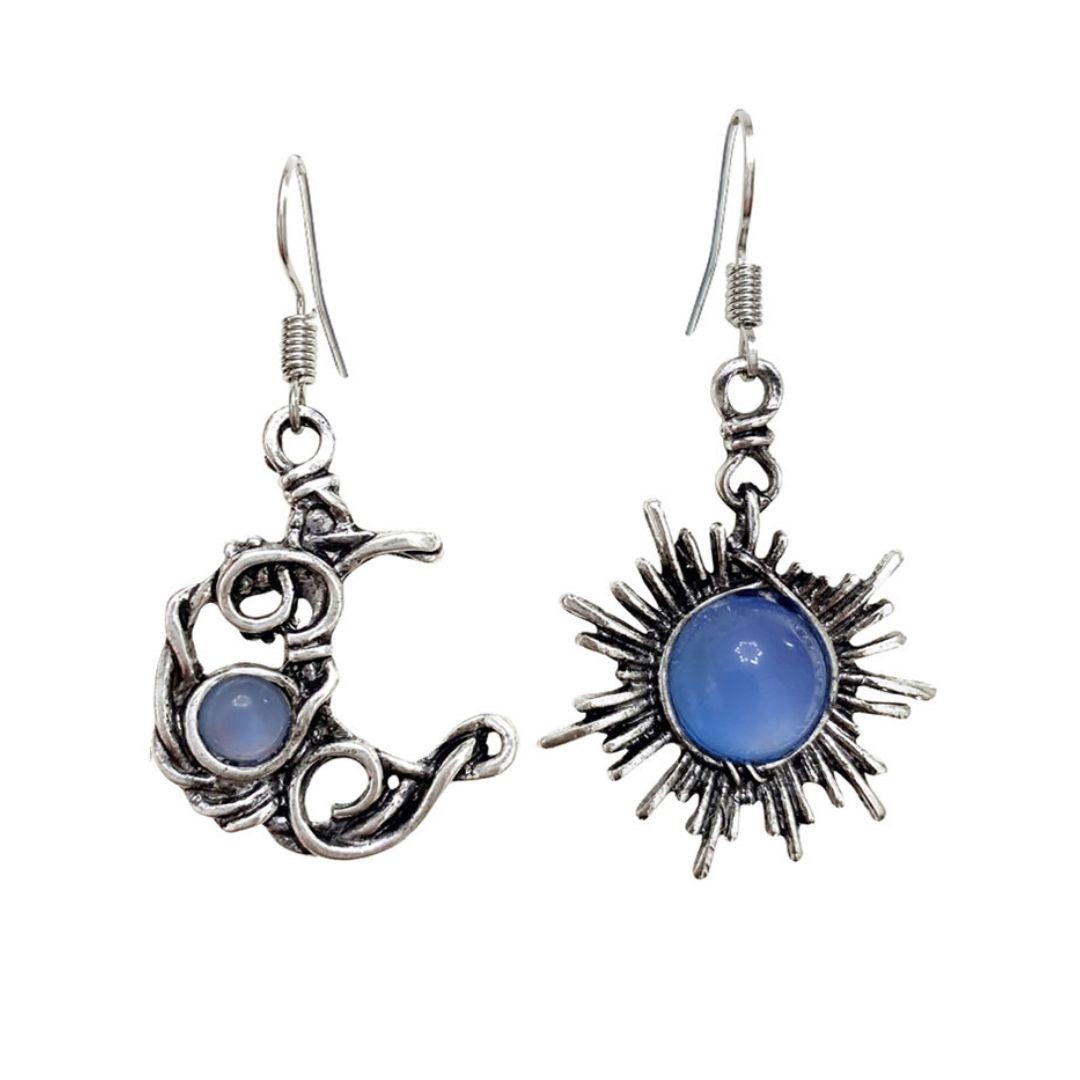 Transparent Square resin blue flower earrings