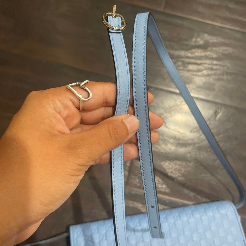 Gucci Blue Micro Guccissima GG Embossed Crossbody Wallet Purse NWT Model #466507