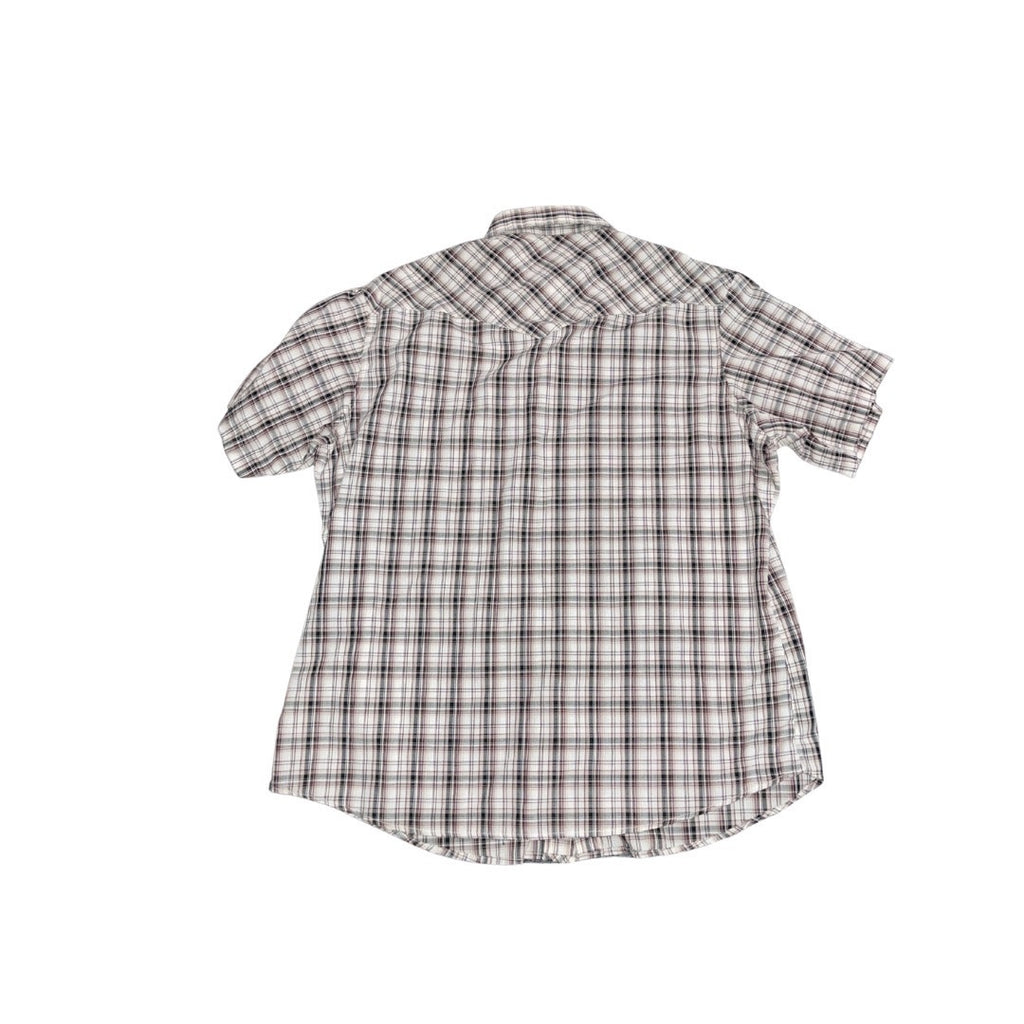 Wrangler Wrancher Short Sleeve Pearl Snap Western Plaid Shirt XL Cowboy Vintage