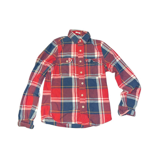 Abercrombie & Fitch Mens Plaid Checkered Collar Long Sleeve Muscle Fit Size Small