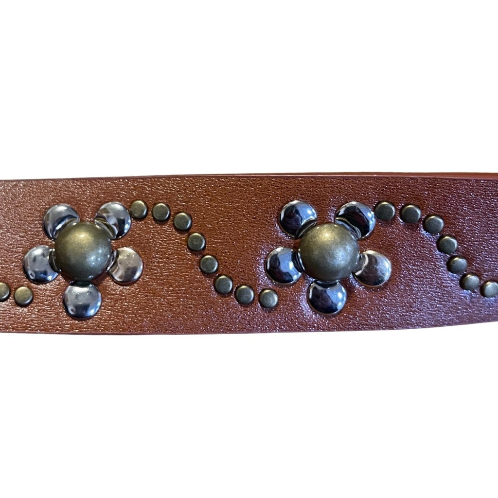 PacSun LA Hearts Studded Flower Belt Size S/M Tan Faux Leather Boho Retro NWOT