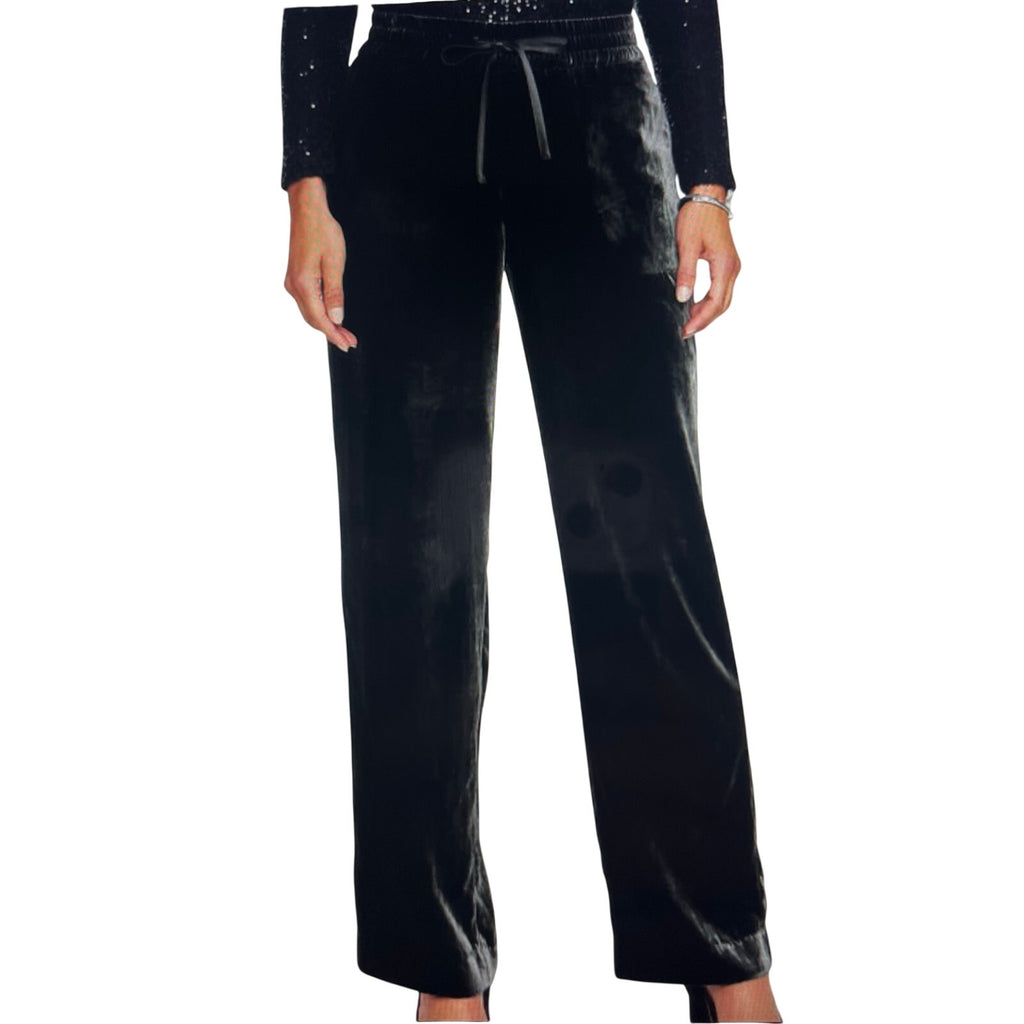 Talbots Straight Leg Black Velvet Pull-on Pants Large NWT Chic Whimsygoth