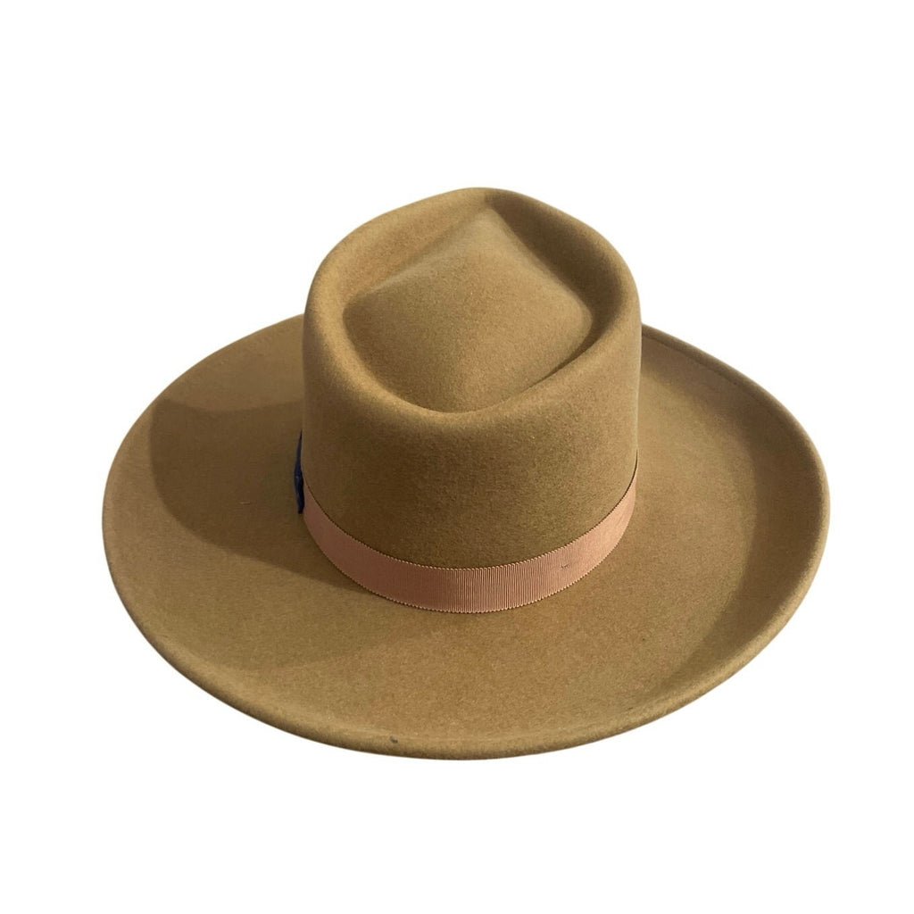 Brixton Wool Felt Monet Fedora Washed Copper SZ L Hat Rancher Cowboy Adjustable