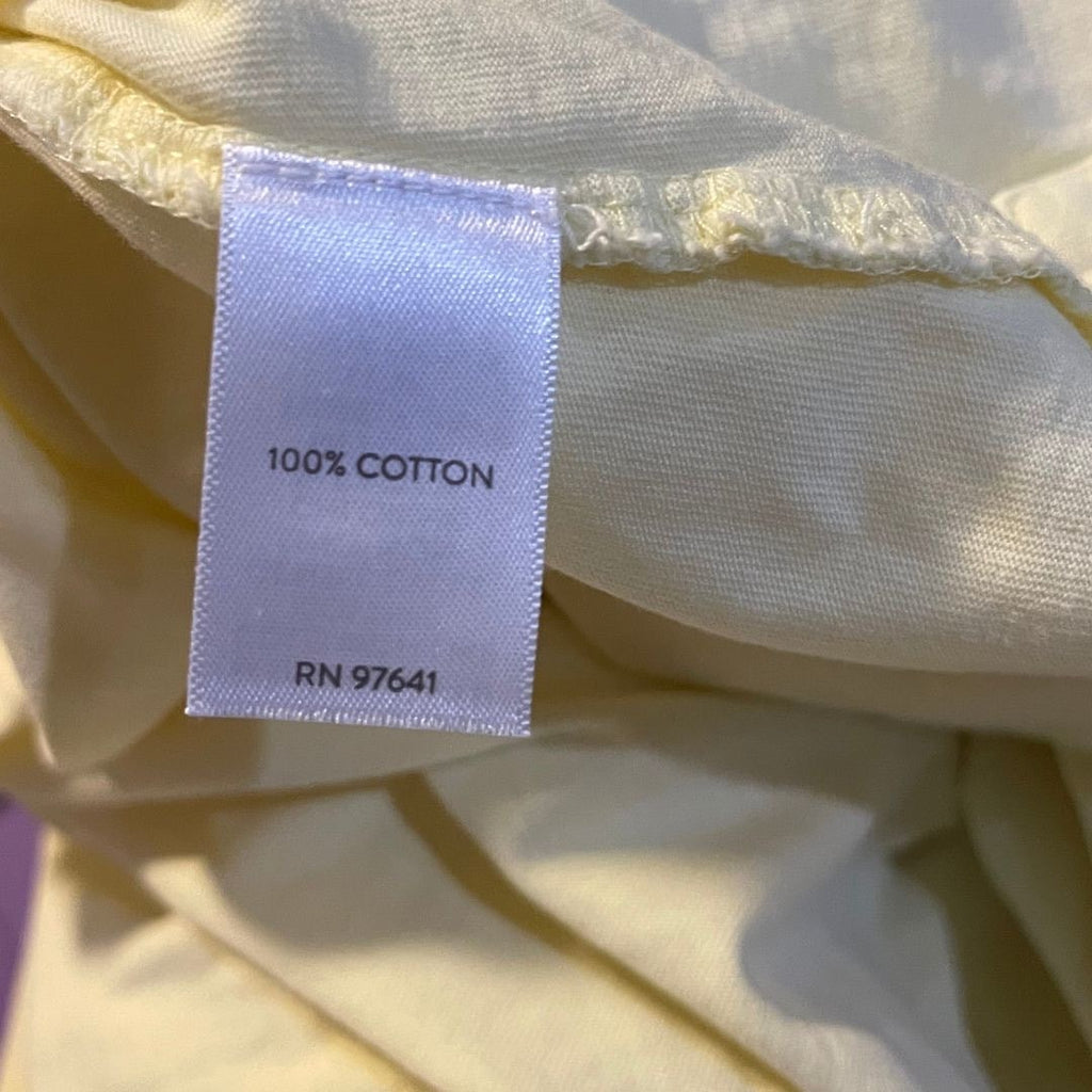 J. Jill Long Sleeve V-Neck Henley Butter Yellow Size Medium Petite 100% Cotton