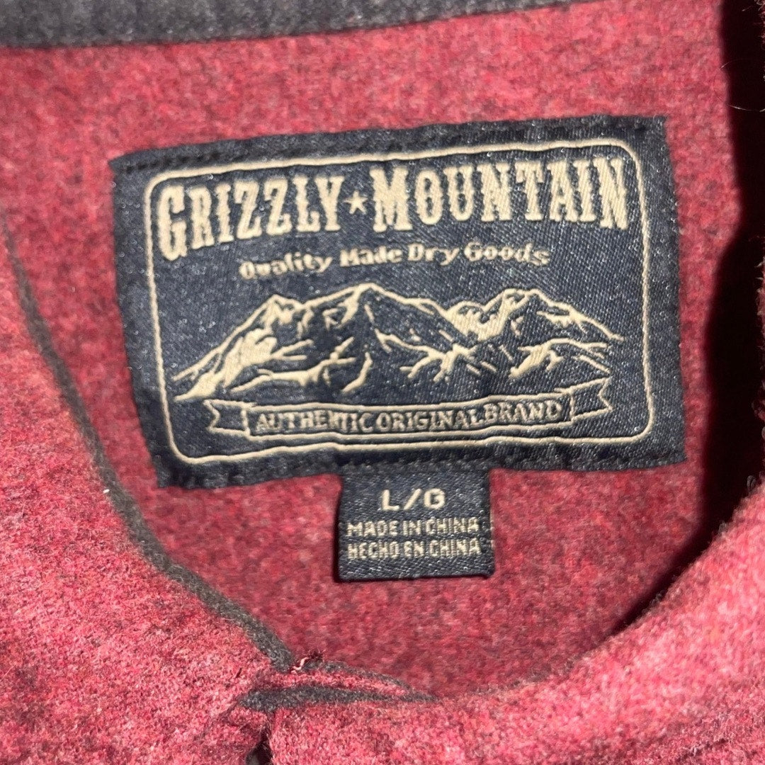 Grizzly Mountain Men's Red Front Pocket Button up Long Sleeve Shirt Size Large